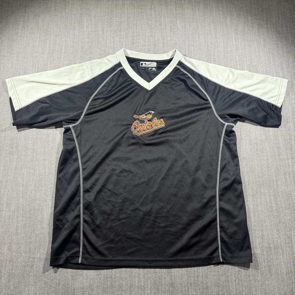 Baltimore Orioles Shirt Mens XL Black Short Sleeve MLB Baseball True Fan V-Neck